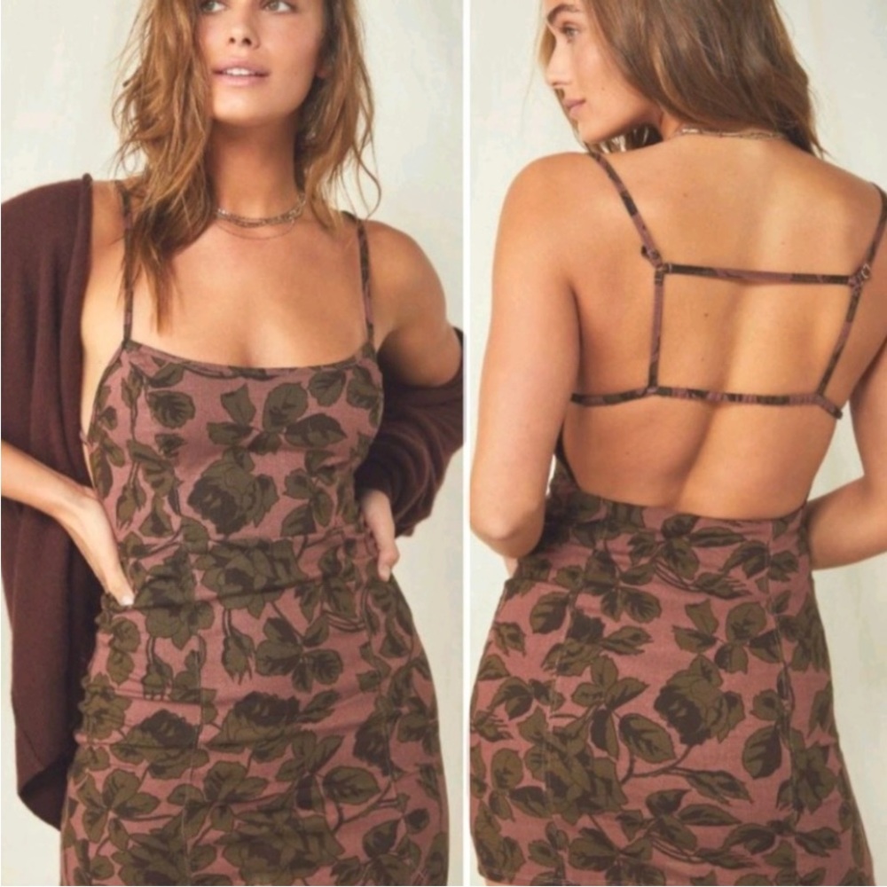 Free People Bring It Back Printed Cut-Out dress black size medium - Picture 8 of 8